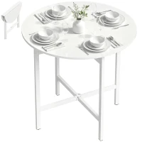 HOMCOM Drop Leaf Table, Folding Dining Table for Small Spaces 80 cm, White(m-9)