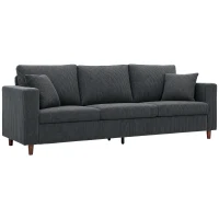 HOMCOM 3 Seater Sofa with Wide Seat, Corduroy Couch with Deep Seat, Spring Cushion, Dark Grey(m-2)