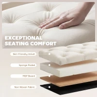 HOMCOM Upholstered Bedroom Bench with Gold Tone Metal Legs, Velvet Tufted and Thick Padding, Beige(m-6)