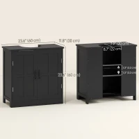kleankin edestal Under Sink Cabinet, Bathroom Vanity Cabinet Storage with Double Doors and Adjustable Shelf, Black(m-3)