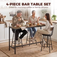 HOMCOM Bar Table Set Counter Height Barstools Set of 4 PU Cushioned Seats Rustic Brown(m-4)