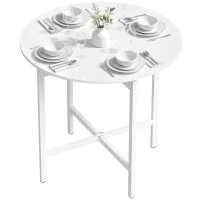 HOMCOM Drop Leaf Table, Folding Dining Table for Small Spaces 80 cm, White(m-2)
