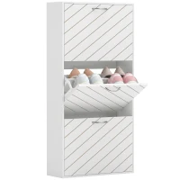 HOMCOM Shoe Storage Cabinet with 3 Flip Drawers, Narrow and Slim, 9-12 Pair of Shoes Organizer for Hallway, Entryway, White(m-14)