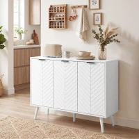 HOMCOM Modern Sideboard and Buffet, Dining Room Cabinet with Adjustable Shelves and 3 Doors, White(m-8)