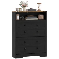 HOMCOM Shoe Cabinet with 2 Flip Drawers, Narrow Shoe Storage Cabinet, Black(m-2)