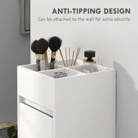 HOMCOM Slim Bathroom Cabinet, Bathroom Storage Cabinet with 4 Top Compartments, 3 Drawers & Towel Rack for Narrow Spaces, White(m-5)