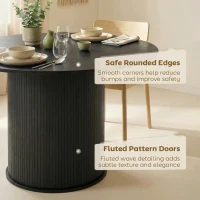 HOMCOM Round Dining Table for 4-6, 47 Inch Kitchen Table with Fluted Pedestal Base, for Kitchen Living Room Dining Room, Black(m-6)