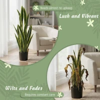Outsunny Artificial Tree, 35.4" Artificial Snake Plant with 21 Leaves in Pot for Home, Office, and Living Room, Green(m-6)