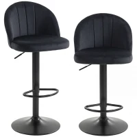 HOMCOM Bar Stools Set of 2, Swivel Counter Height Barstools with Footrest, Black(m-9)