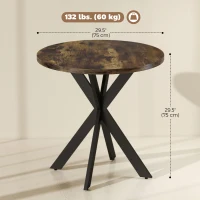 HOMCOM 29" Dining Table, Contemporary Round Kitchen Table with Steel Legs, Rustic Brown(m-3)