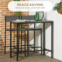 HOMCOM Industrial Bar Table Set Counter Height 3 Piece and 2 High Back Stools Set Dining Table Set Grey(m-4)