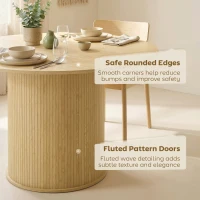 HOMCOM Round Dining Table for 4-6, 47 Inch Kitchen Table with Fluted Pedestal Base, for Kitchen Living Room Dining Room, Natural(m-6)