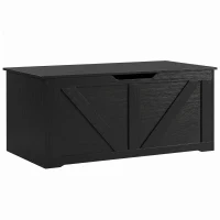 HOMCOM 39.4 Inches Storage Chest, Storage Trunk with 2 Safety Hinges for Living Room, White Wood Grain(m-2)