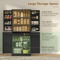 HOMCOM 72" Tall Kitchen Pantry Cabinet, Farmhouse Storage Cabinet with 8 Door Racks and Adjustable Shelves, Black(m-4)