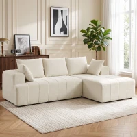 HOMCOM 101" Modular Sectional Sofa with Chaise, Chenille Boneless Cloud Sofa Bed, 3 Seater L-Shaped Couch, No Assembly, Beige(m-1)
