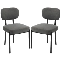 HOMCOM Upholstered Linen Fabric Kitchen Chairs, Modern Dining Chairs Set of 2 with Metal Legs, Grey(m-2)