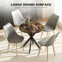 HOMCOM 29" Dining Table, Contemporary Round Kitchen Table with Steel Legs, Rustic Brown(m-5)