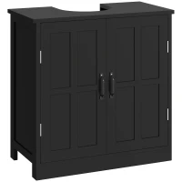 kleankin edestal Under Sink Cabinet, Bathroom Vanity Cabinet Storage with Double Doors and Adjustable Shelf, Black(m-9)