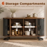 HOMCOM Fluted Sideboard Buffet Cabinet, 55" Modern Coffee Bar Cabinet with Sliding Doors and Adjustable Shelves, Black(m-5)