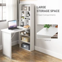 HOMCOM Fold-out Convertible Office Desk, Wall Mount Computer Desk with Whiteboard and Side Shelf, White(m-5)