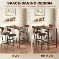 HOMCOM Bar Table Set Counter Height Barstools Set of 4 PU Cushioned Seats Rustic Brown(m-6)