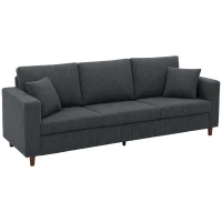 HOMCOM 3 Seater Sofa with Wide Seat, Corduroy Couch with Deep Seat, Spring Cushion, Dark Grey(m-13)