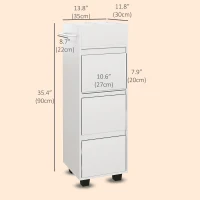 HOMCOM Slim Bathroom Cabinet, Bathroom Storage Cabinet with 4 Top Compartments, 3 Drawers & Towel Rack for Narrow Spaces, White(m-3)