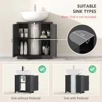 kleankin edestal Under Sink Cabinet, Bathroom Vanity Cabinet Storage with Double Doors and Adjustable Shelf, Black(m-4)