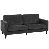 HOMCOM 3 Seater Sofa Upholstered with Padded Cushion Modern Button Tufted Couch with Wood Legs, Dark Grey(m-12)