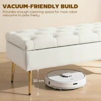 HOMCOM Upholstered Bedroom Bench with Gold Tone Metal Legs, Velvet Tufted and Thick Padding, Beige(m-7)