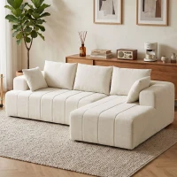 HOMCOM 101" Modular Sectional Sofa with Chaise, Chenille Boneless Cloud Sofa Bed, 3 Seater L-Shaped Couch, No Assembly, Beige(m-8)
