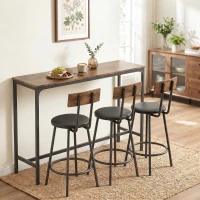 HOMCOM Bar Table Set Counter Height Barstools Set of 4 PU Cushioned Seats Rustic Brown(m-8)
