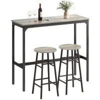 HOMCOM 3-Piece Counter Height Bar Table and Chairs, Dining Table and Chairs Set for 2, Pub Table and Chairs(m-9)