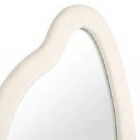 HOMCOM Standing Mirror, 63" x 23.6" Full Length Mirror with Velvet Padded Frame and Arched Top, Cream White(m-9)