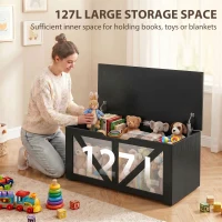 HOMCOM 39.4 Inches Storage Chest, Storage Trunk with 2 Safety Hinges for Living Room, White Wood Grain(m-4)
