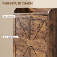 HOMCOM Narrow Shoe Storage Cabinet, Farmhouse Slim Shoe Cabinet with 2 Flip Drawers, Adjustable Shelves, Rustic Brown(m-6)