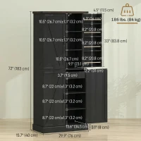 HOMCOM 72" Tall Kitchen Pantry Cabinet, Farmhouse Storage Cabinet with 8 Door Racks and Adjustable Shelves, Black(m-3)
