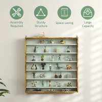 HOMCOM 7-Tier Display Cabinet, Shot Glass Display Case, Glass Curio Cabinet with 2 Glass Doors and 6 Adjustable Shelves, Rustic Brown(m-6)
