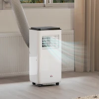 HOMCOM 10,000 BTU Moible Air Conditioner 440 Sq. Ft., Dehumidifier Fan Auto Sleep with 24H Timer On/Off, Window Kit, White(m-8)