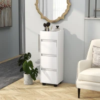 HOMCOM Slim Bathroom Cabinet, Bathroom Storage Cabinet with 4 Top Compartments, 3 Drawers & Towel Rack for Narrow Spaces, White(m-8)