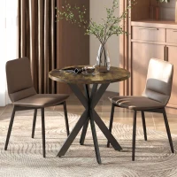 HOMCOM 29" Dining Table, Contemporary Round Kitchen Table with Steel Legs, Rustic Brown(m-8)