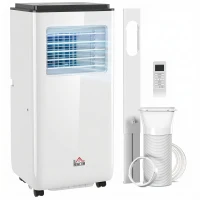 HOMCOM 10,000 BTU Moible Air Conditioner 440 Sq. Ft., Dehumidifier Fan Auto Sleep with 24H Timer On/Off, Window Kit, White(m-13)