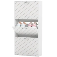 HOMCOM Shoe Storage Cabinet with 3 Flip Drawers, Narrow and Slim, 9-12 Pair of Shoes Organizer for Hallway, Entryway, White(m-3)