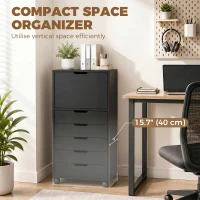 HOMCOM File Cabinet on Wheels Mobile Printer Stand with 5 Drawers for Home Office Black(m-6)