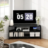 HOMCOM Corner TV Stand, Modern TV Table with 2 Open Shelves for 47 Inch TV, Entertainment Center for Living Room, Black(m-7)