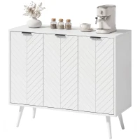 HOMCOM Modern Sideboard and Buffet, Dining Room Cabinet with Adjustable Shelves and 3 Doors, White(m-2)