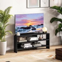 HOMCOM Corner TV Stand, Modern TV Table with 2 Open Shelves for 47 Inch TV, Entertainment Center for Living Room, Black(m-6)