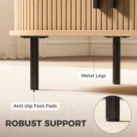 HOMCOM Coffee Table with Sliding Tambour Doors and Storage Center Table with Metal Legs, 39", Natural(m-7)