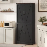HOMCOM 72" Tall Kitchen Pantry Cabinet, Farmhouse Storage Cabinet with 8 Door Racks and Adjustable Shelves, Black(m-7)