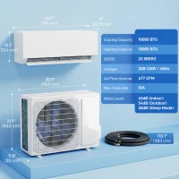HOMCOM 18000 BTU Mini Split Air Conditioner, 22 SEER2 230V Wifi Enabled Inverter AC Unit & Heat Pump Cools up to 1250 Sq. Ft(m-3)